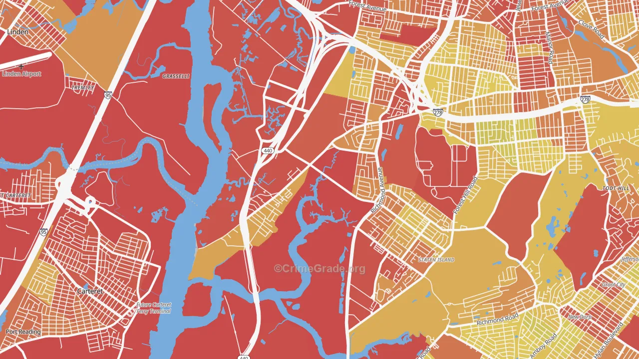 Bloomfield, Staten Island, NY Map of Vehicle Theft Rates