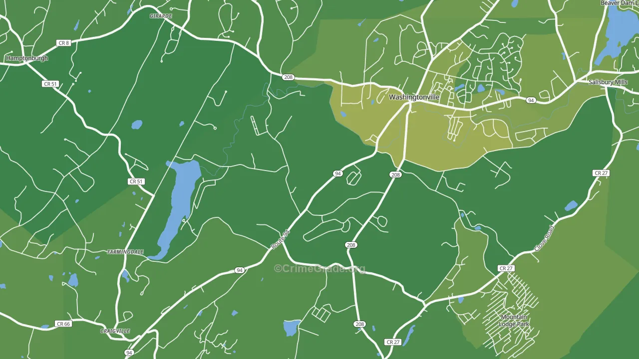 Blooming Grove, NY Map of Vehicle Theft Rates