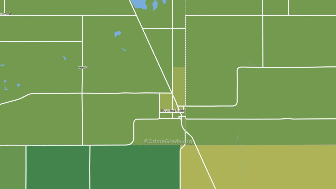 Blooming Prairie, MN Map of Vehicle Theft Rates