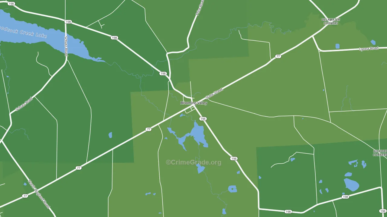 Blooming Valley, PA Map of Vehicle Theft Rates