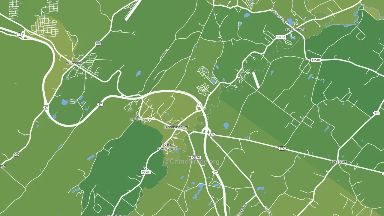Bloomingburg, NY Map of Vehicle Theft Rates