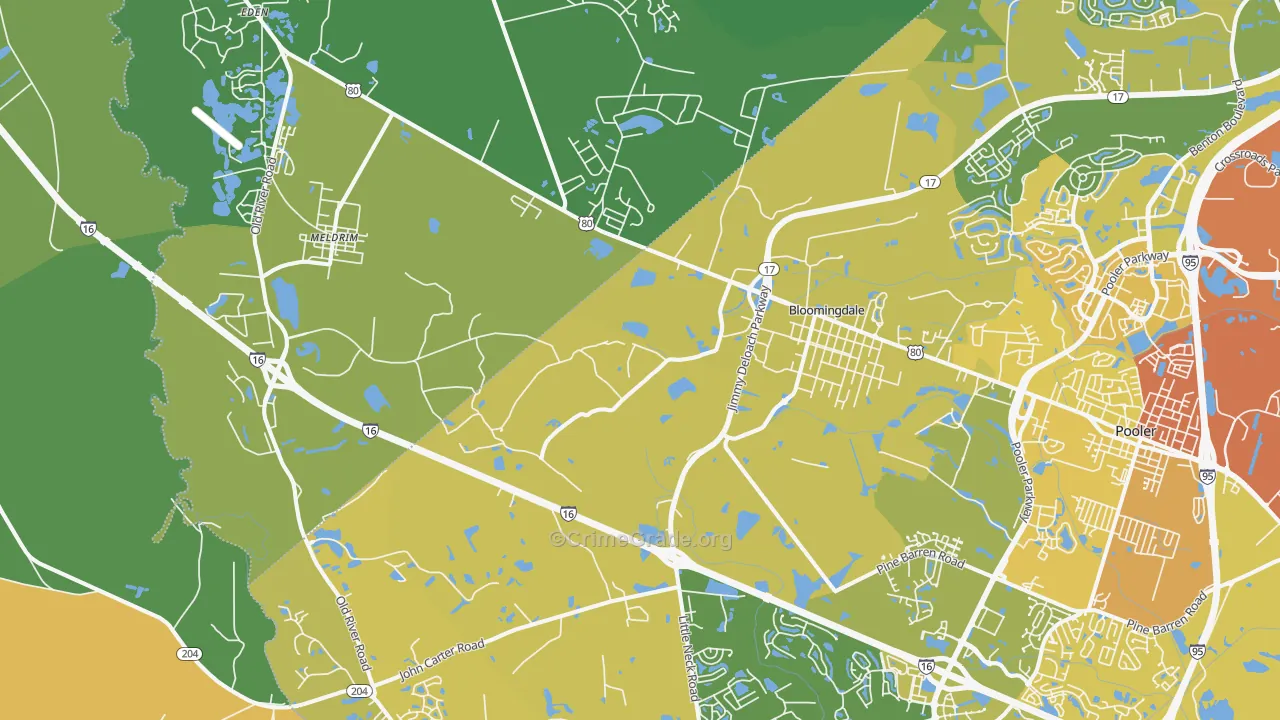 Bloomingdale, GA Map of Vehicle Theft Rates