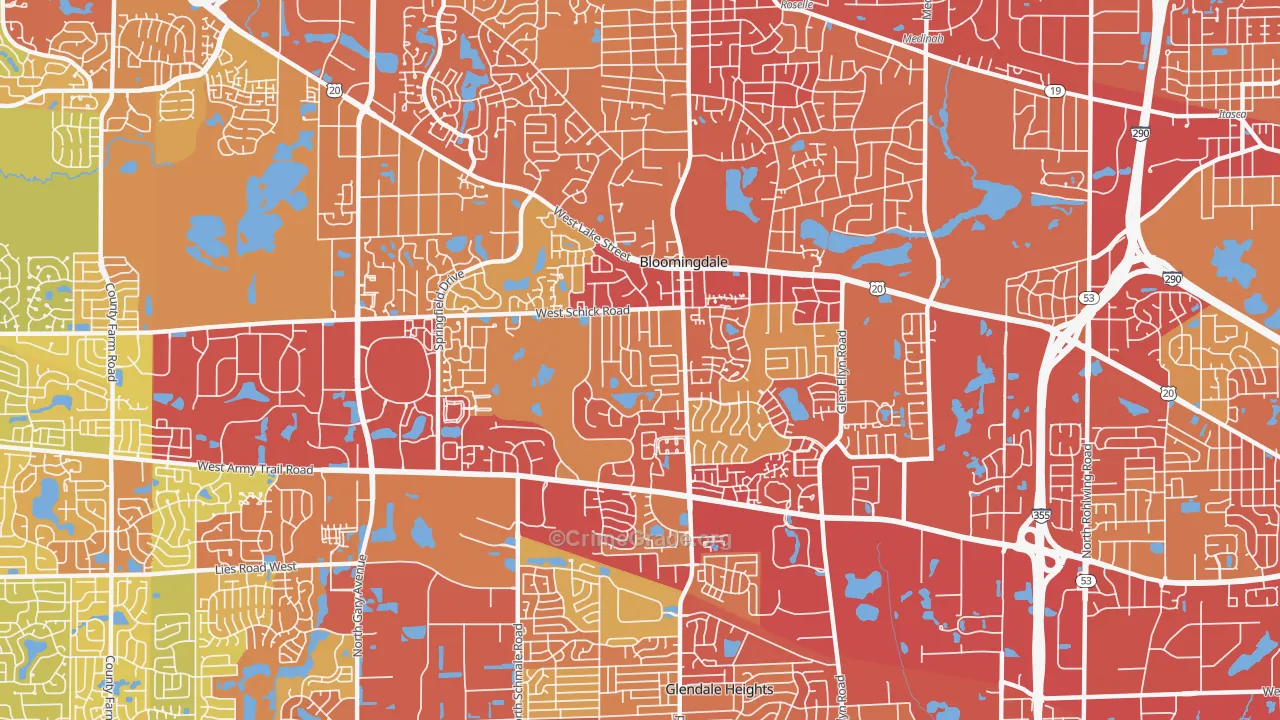 Bloomingdale, IL Map of Vehicle Theft Rates
