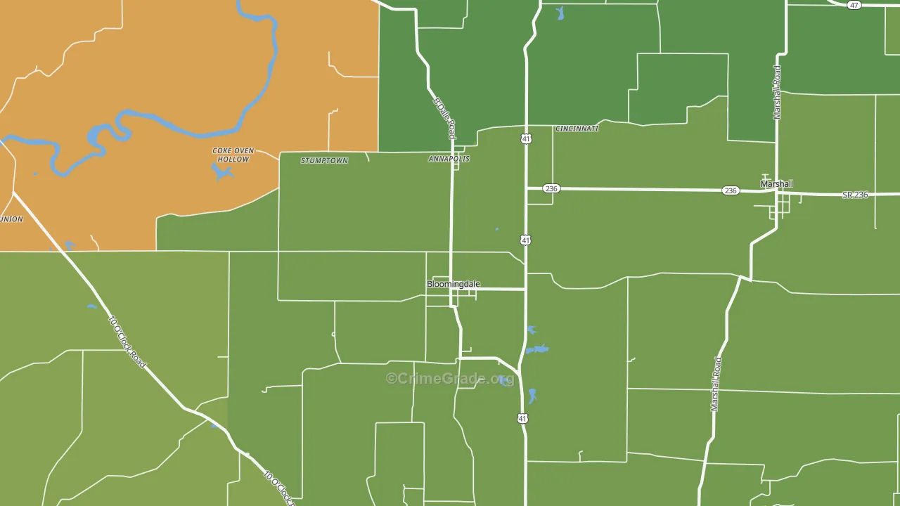 Bloomingdale, IN Map of Vehicle Theft Rates