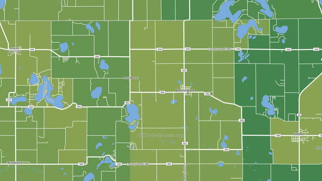Bloomingdale, MI Map of Vehicle Theft Rates