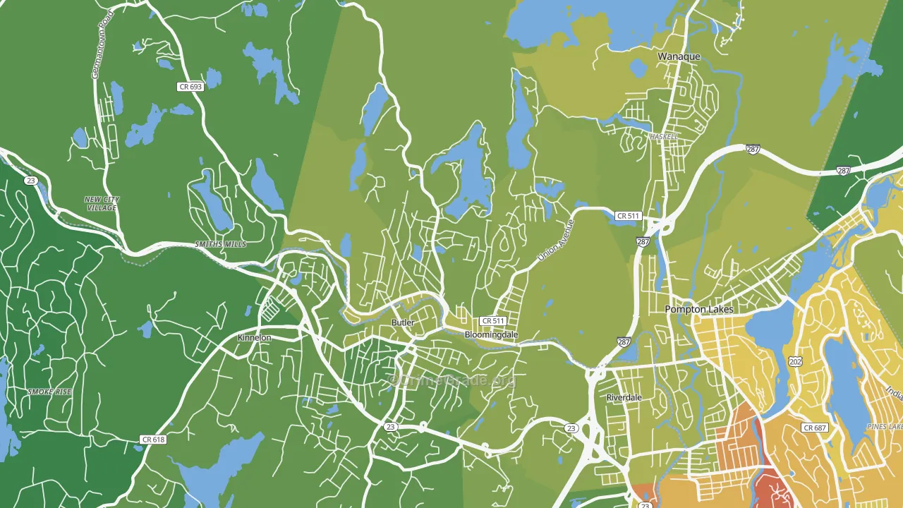 Bloomingdale, NJ Map of Vehicle Theft Rates