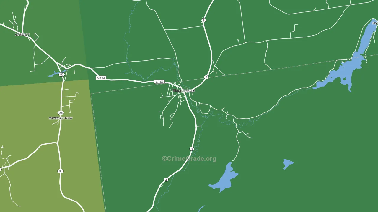 Bloomingdale, NY Map of Vehicle Theft Rates