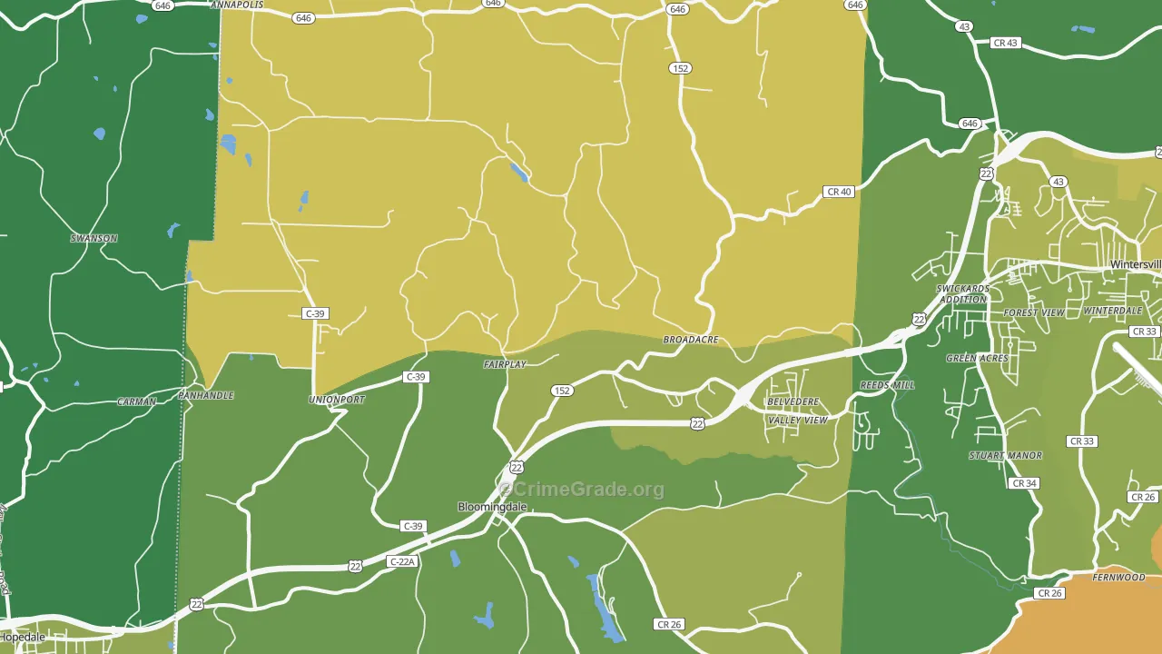 Bloomingdale, OH Map of Vehicle Theft Rates