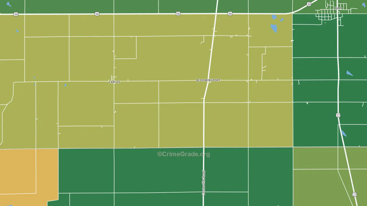Bloomingport, IN Map of Vehicle Theft Rates