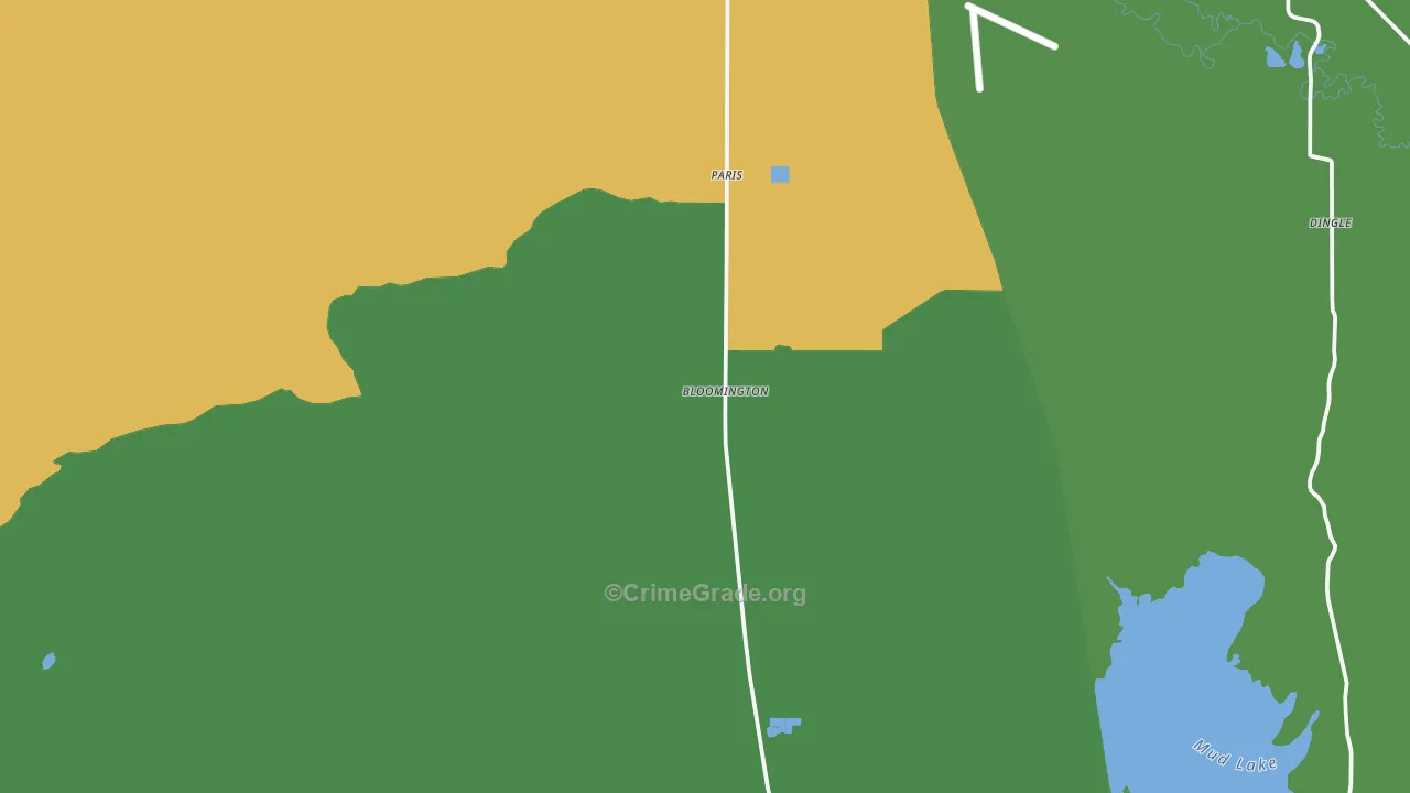 Bloomington, ID Map of Vehicle Theft Rates