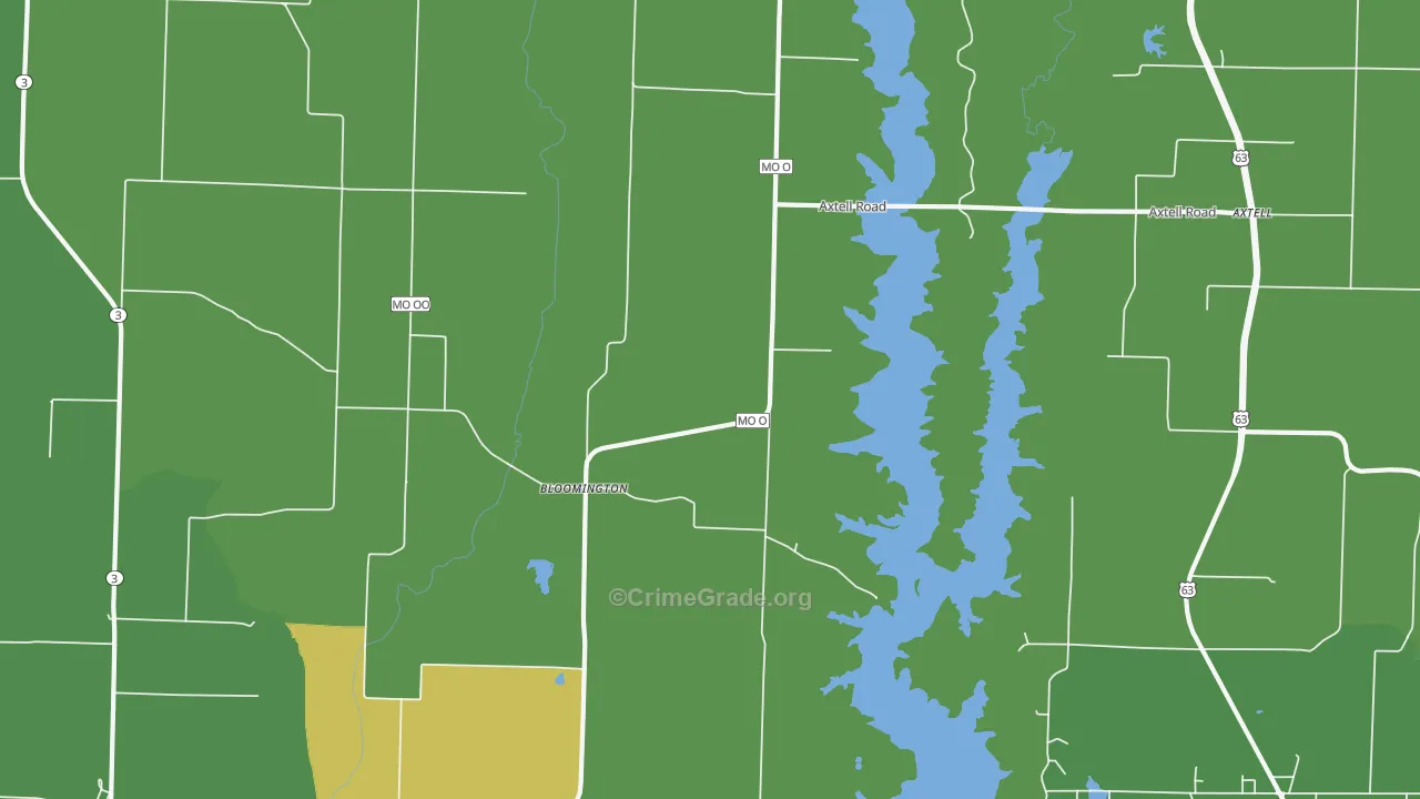 Bloomington, MO Map of Vehicle Theft Rates