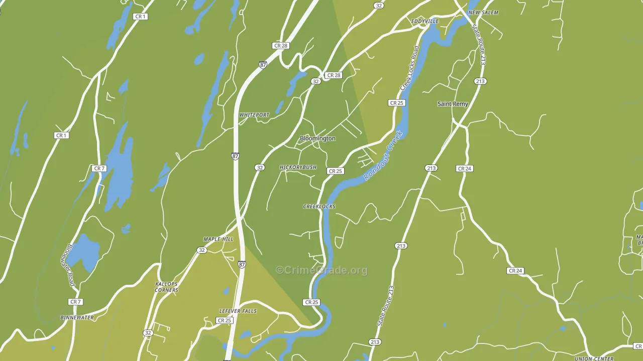 Bloomington, NY Map of Vehicle Theft Rates