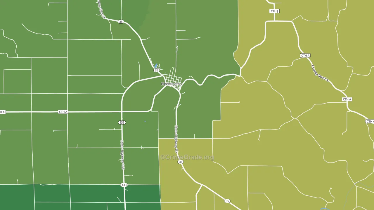Bloomington, WI Map of Vehicle Theft Rates