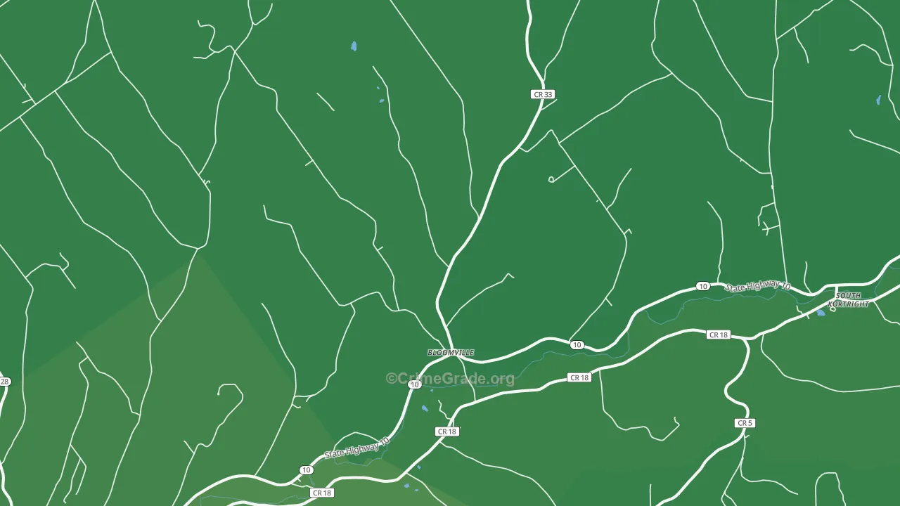 Bloomville, NY Map of Vehicle Theft Rates