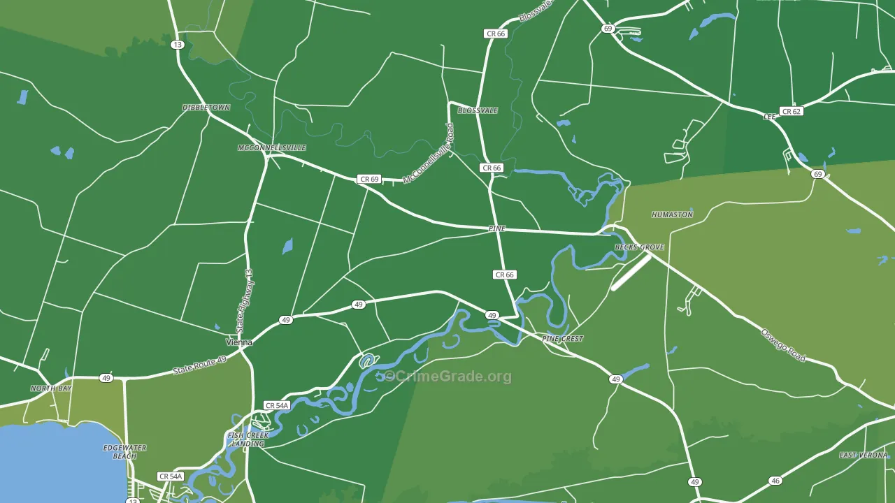 Blossvale, NY Map of Vehicle Theft Rates