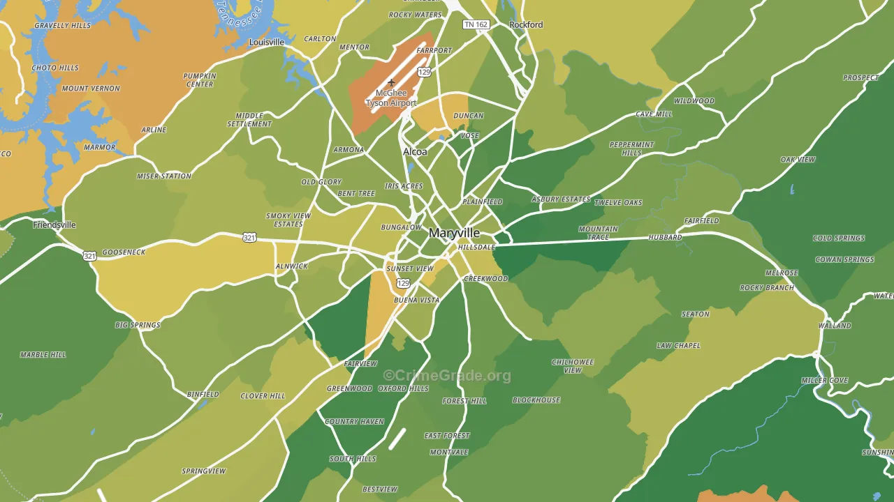 Blount County, TN Map of Vehicle Theft Rates