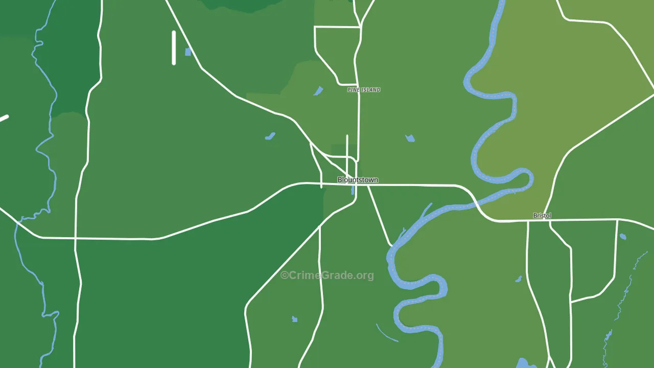 Blountstown, FL Map of Vehicle Theft Rates