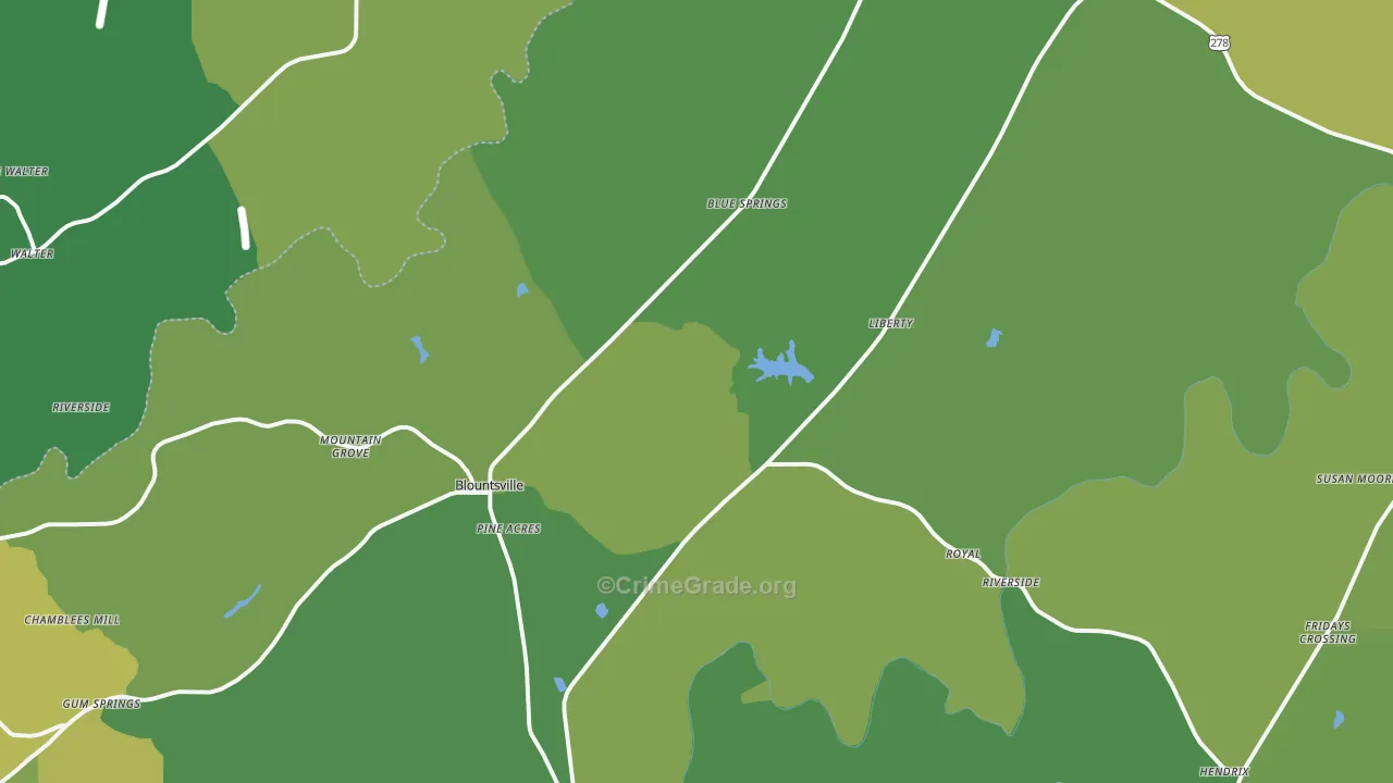 Blountsville, AL Map of Vehicle Theft Rates