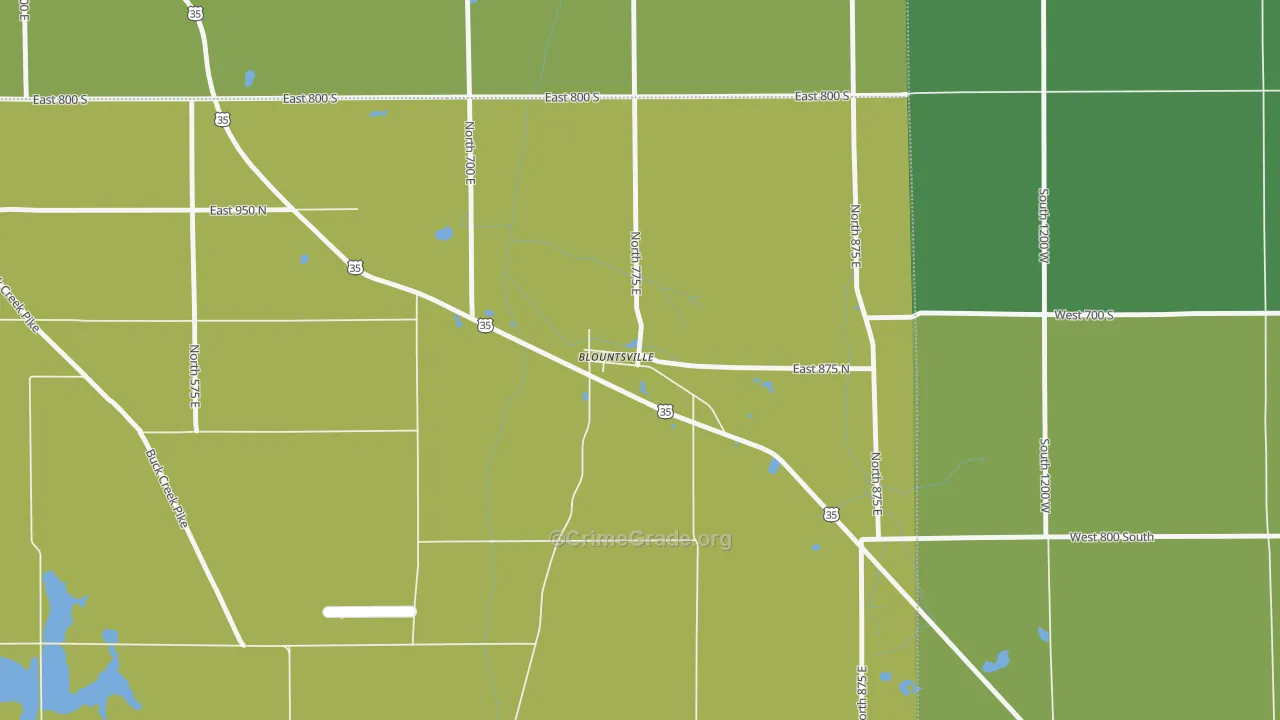 Blountsville, IN Map of Vehicle Theft Rates
