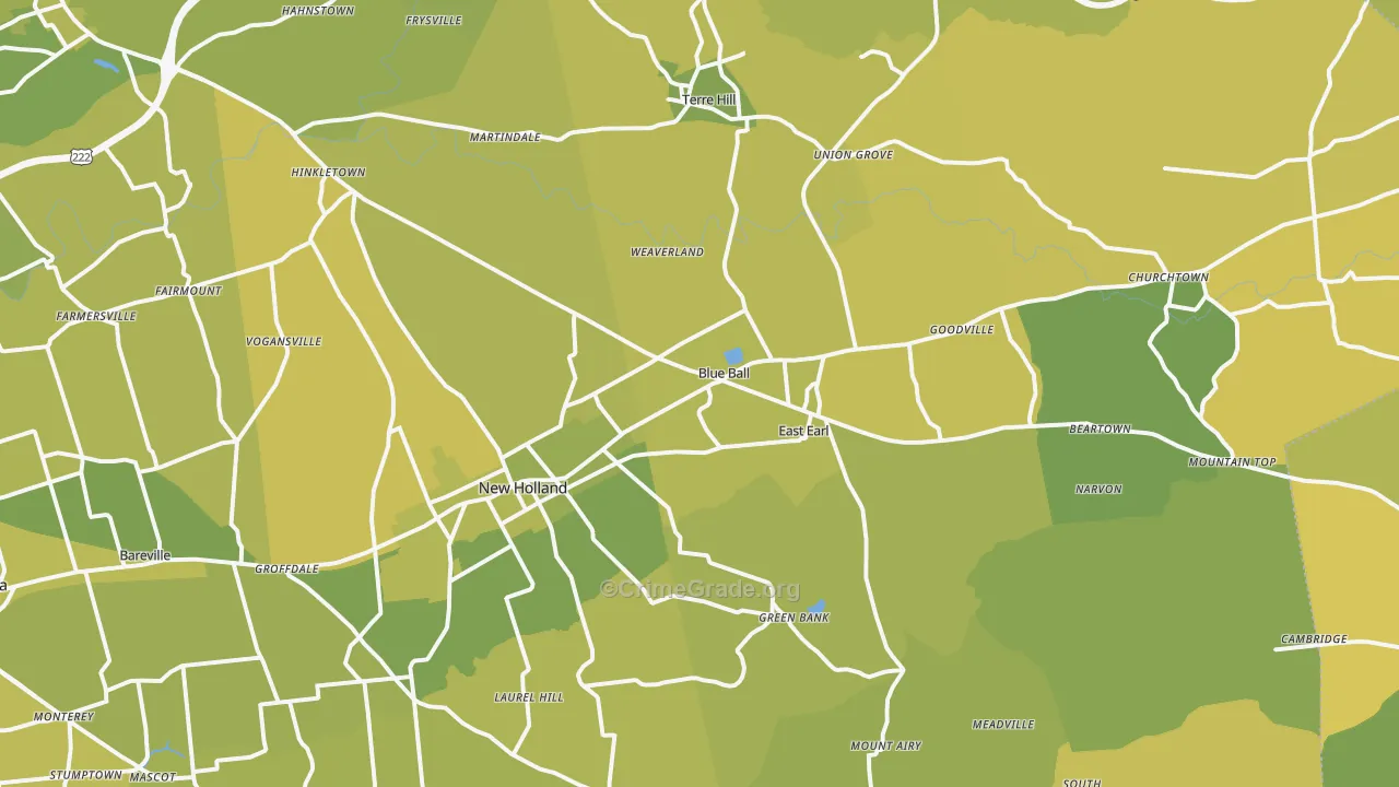 Blue Ball, PA Map of Vehicle Theft Rates