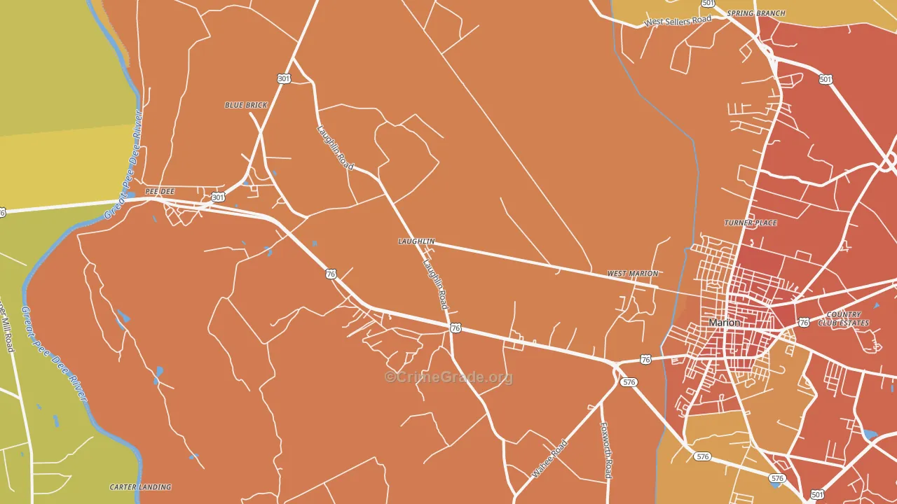 Blue Brick, SC Map of Vehicle Theft Rates