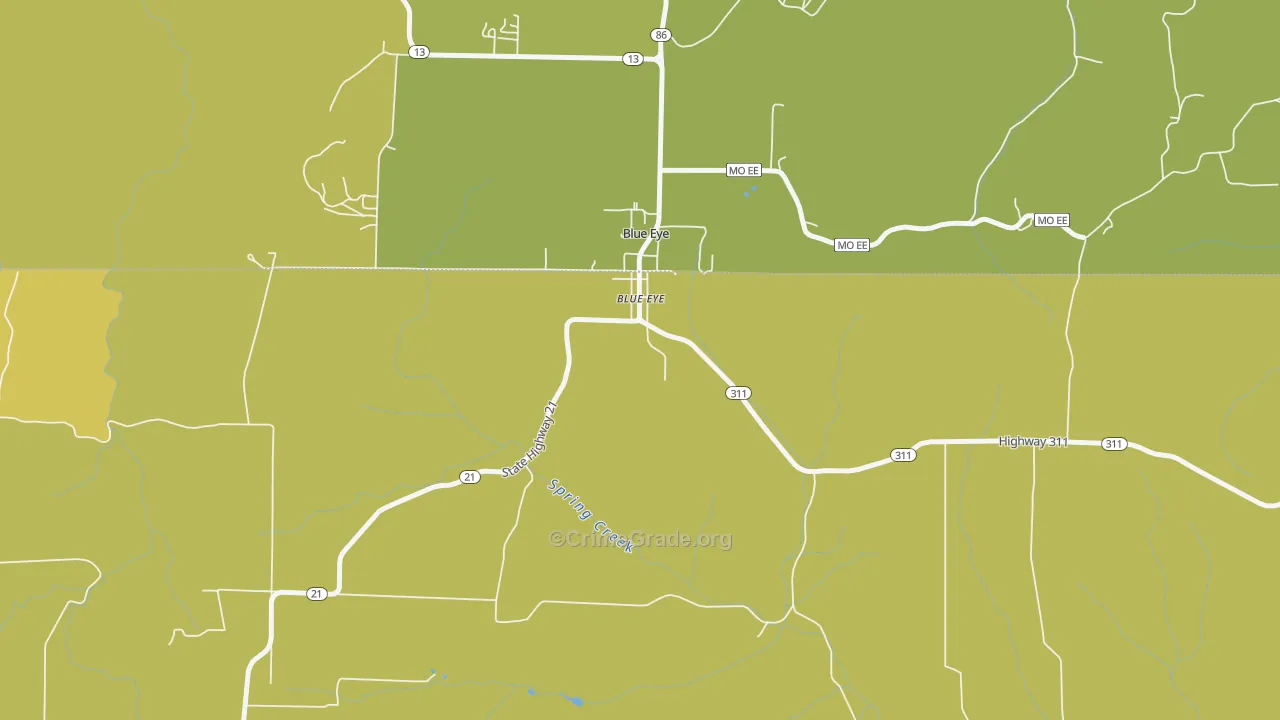 Blue Eye, AR Map of Vehicle Theft Rates