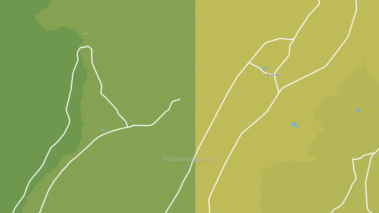 Blue Gap, AZ Map of Vehicle Theft Rates