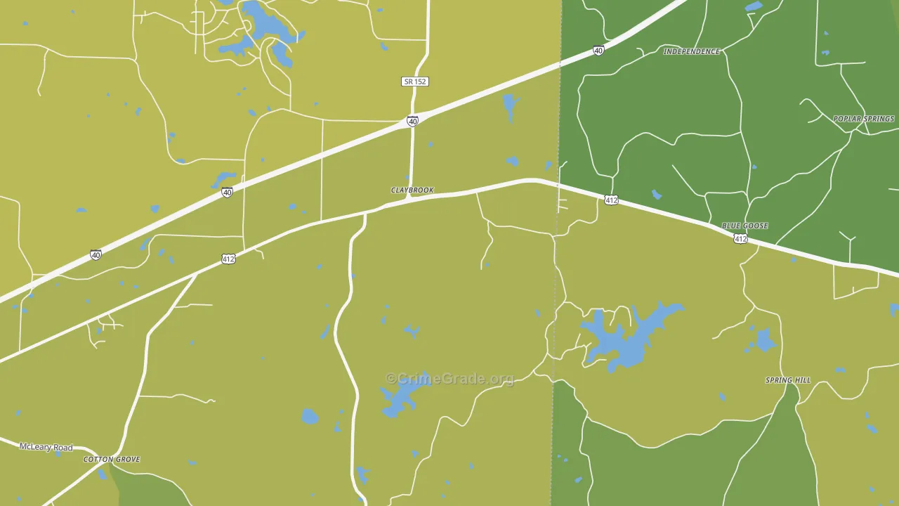 Blue Goose, TN Map of Vehicle Theft Rates