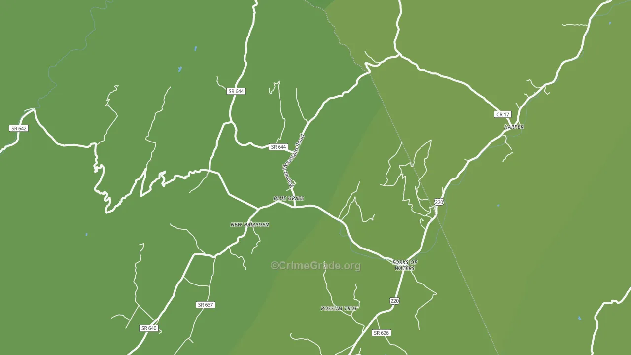 Blue Grass, VA Map of Vehicle Theft Rates