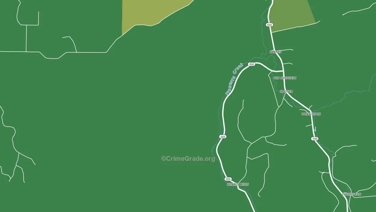 Blue Jay, PA Map of Vehicle Theft Rates