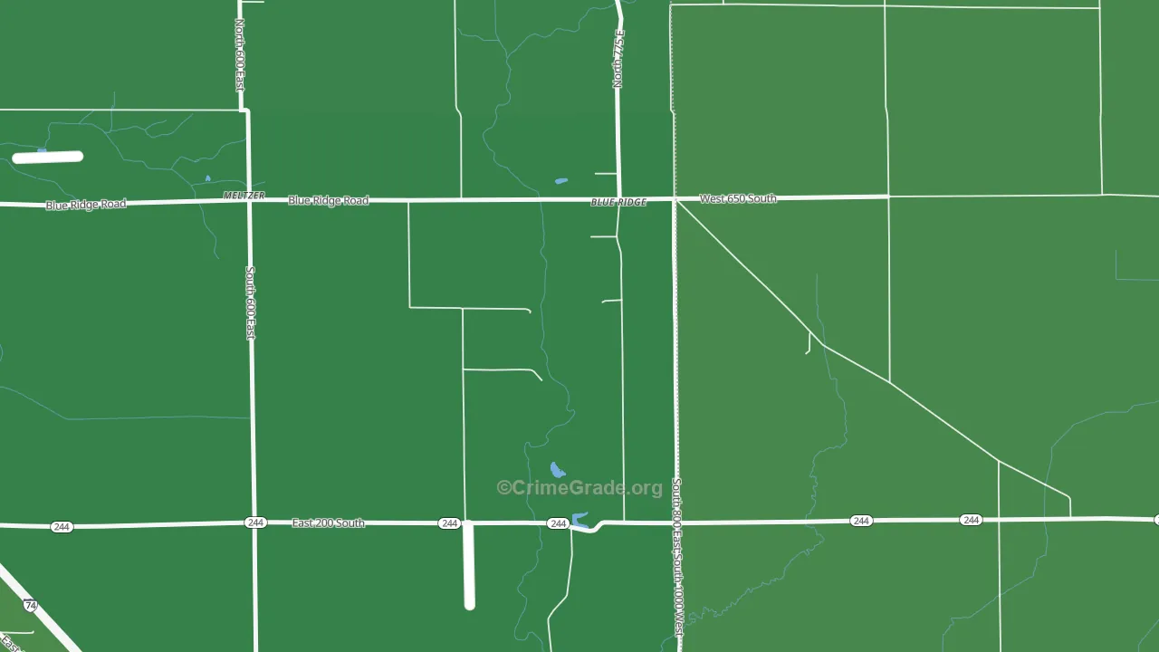 Blue Ridge, IN Map of Vehicle Theft Rates