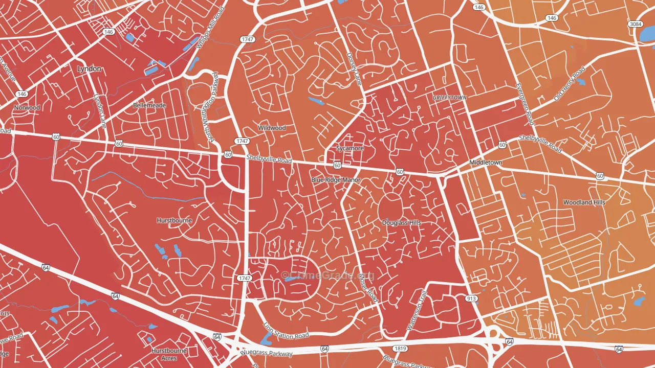 Blue Ridge Manor, KY Map of Vehicle Theft Rates