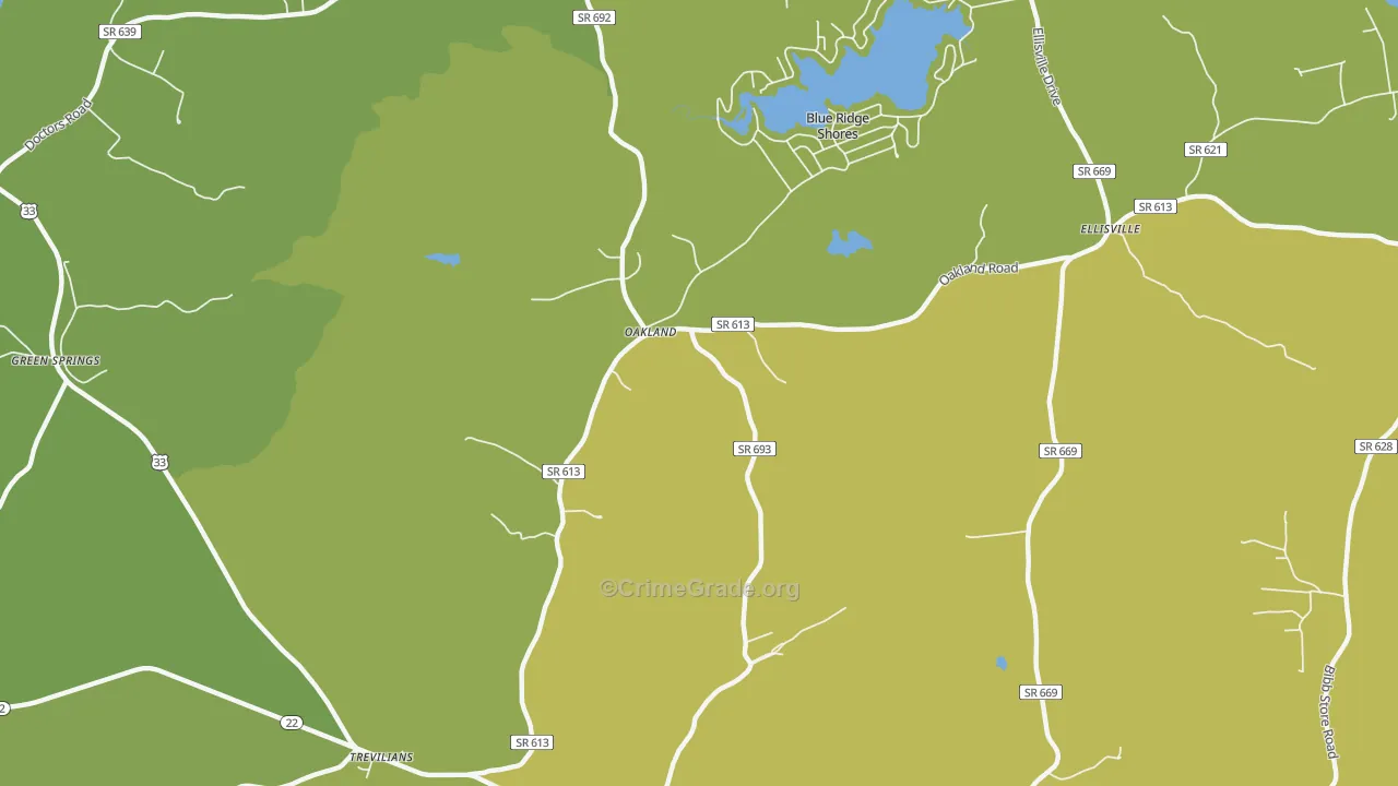 Blue Ridge Shores, VA Map of Vehicle Theft Rates