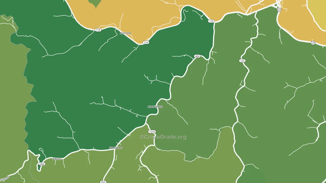 Blue River, KY Map of Vehicle Theft Rates
