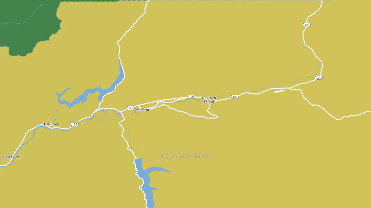Blue River, OR Map of Vehicle Theft Rates