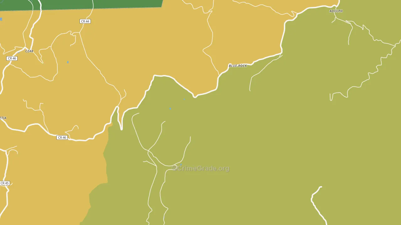 Blue Rock, WV Map of Vehicle Theft Rates