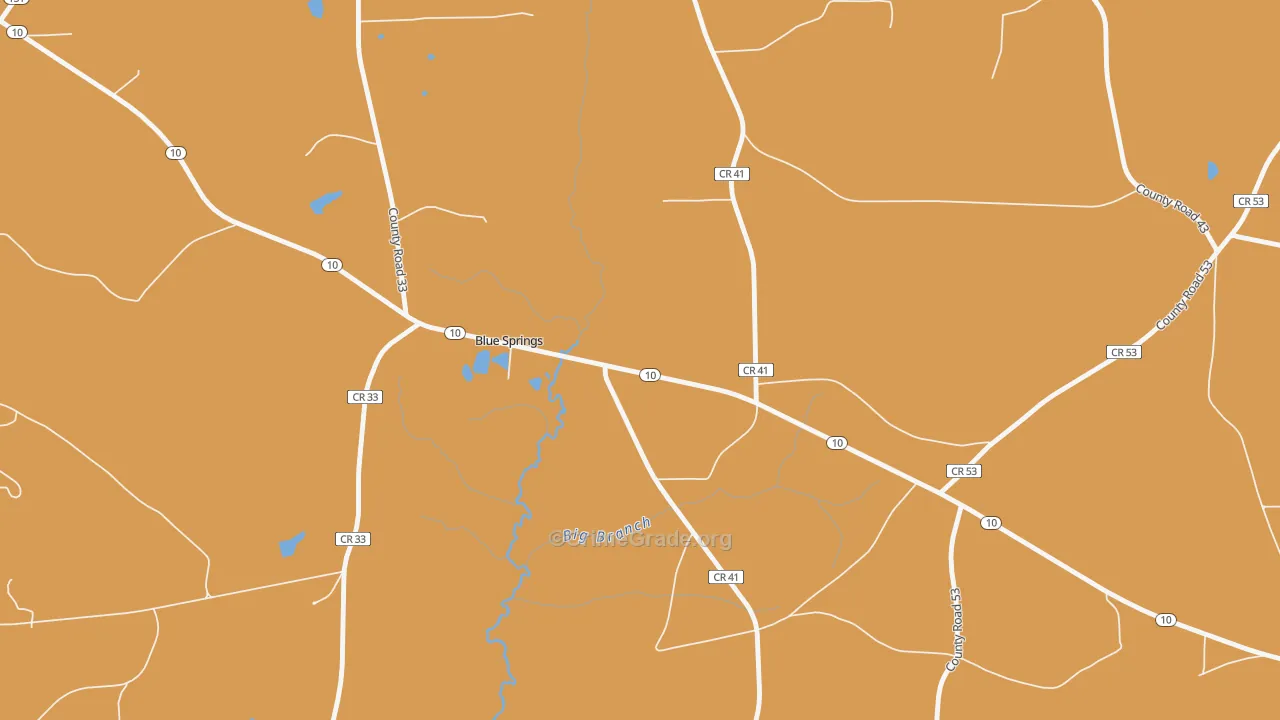 Blue Springs, AL Map of Vehicle Theft Rates