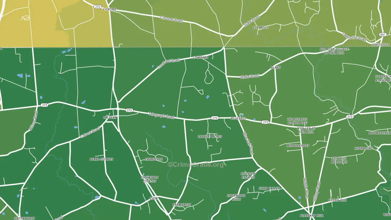 Blueball, MD Map of Vehicle Theft Rates