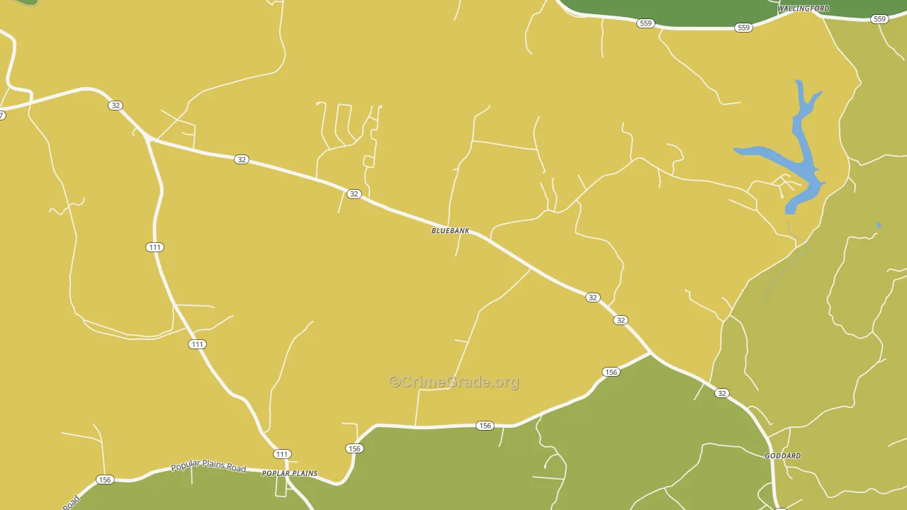 Bluebank, KY Map of Vehicle Theft Rates