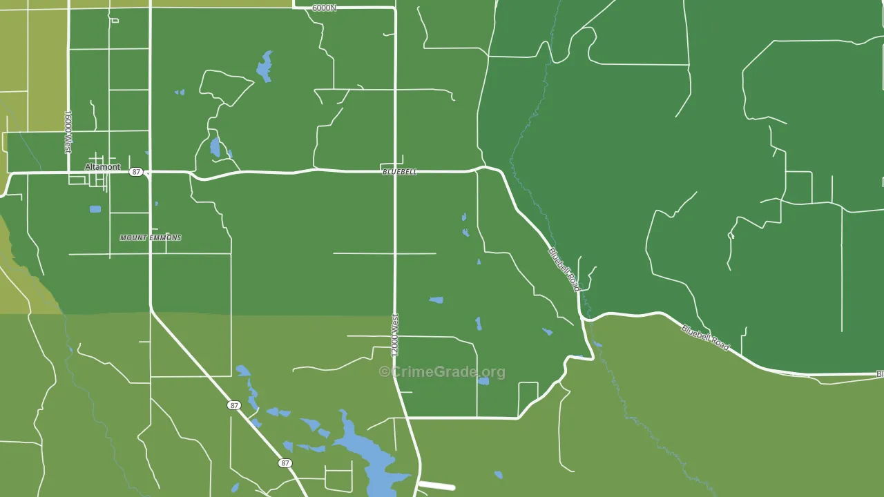 Bluebell, UT Map of Vehicle Theft Rates