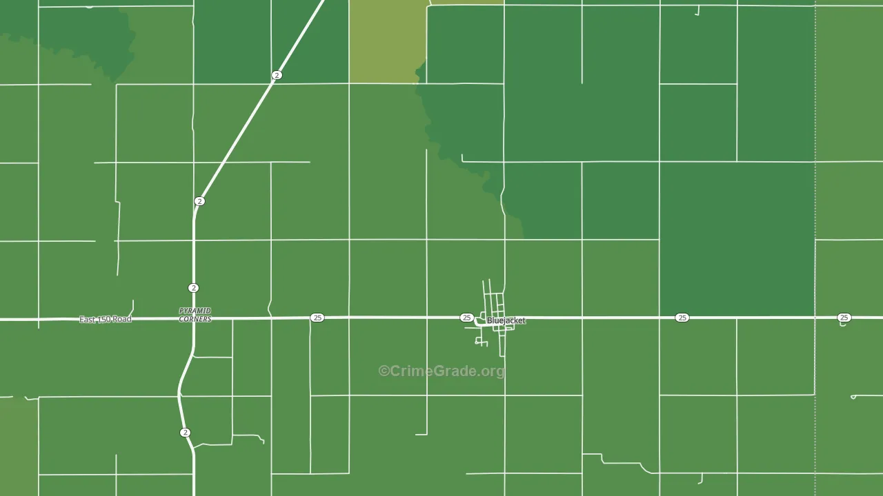 Bluejacket, OK Map of Vehicle Theft Rates