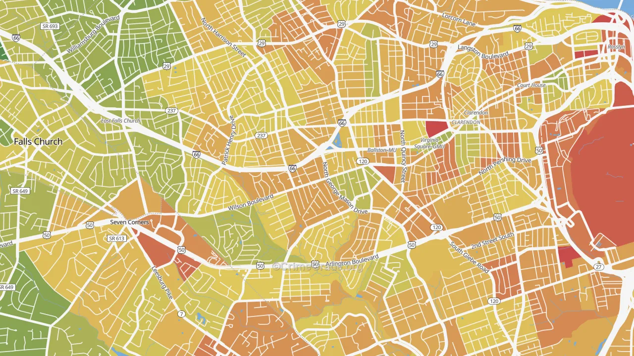 Bluemont, Arlington, VA Map of Vehicle Theft Rates