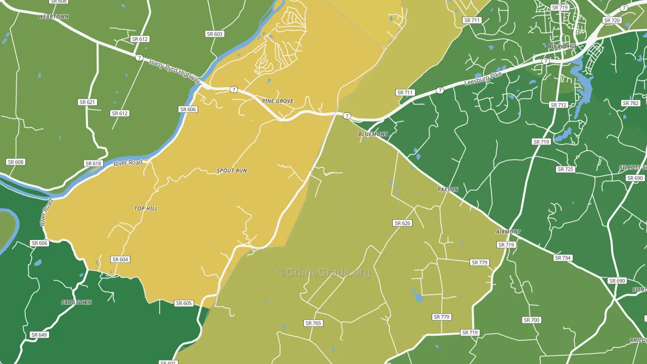 Bluemont, VA Map of Vehicle Theft Rates