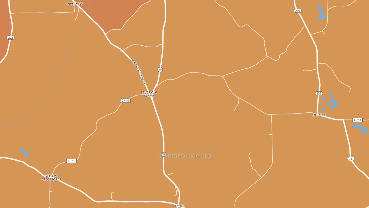 Blues Old Stand, AL Map of Vehicle Theft Rates