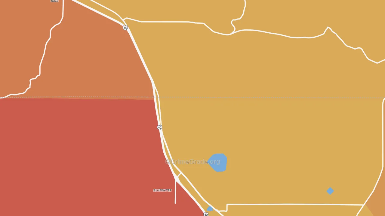 Bluewater, NM Map of Vehicle Theft Rates