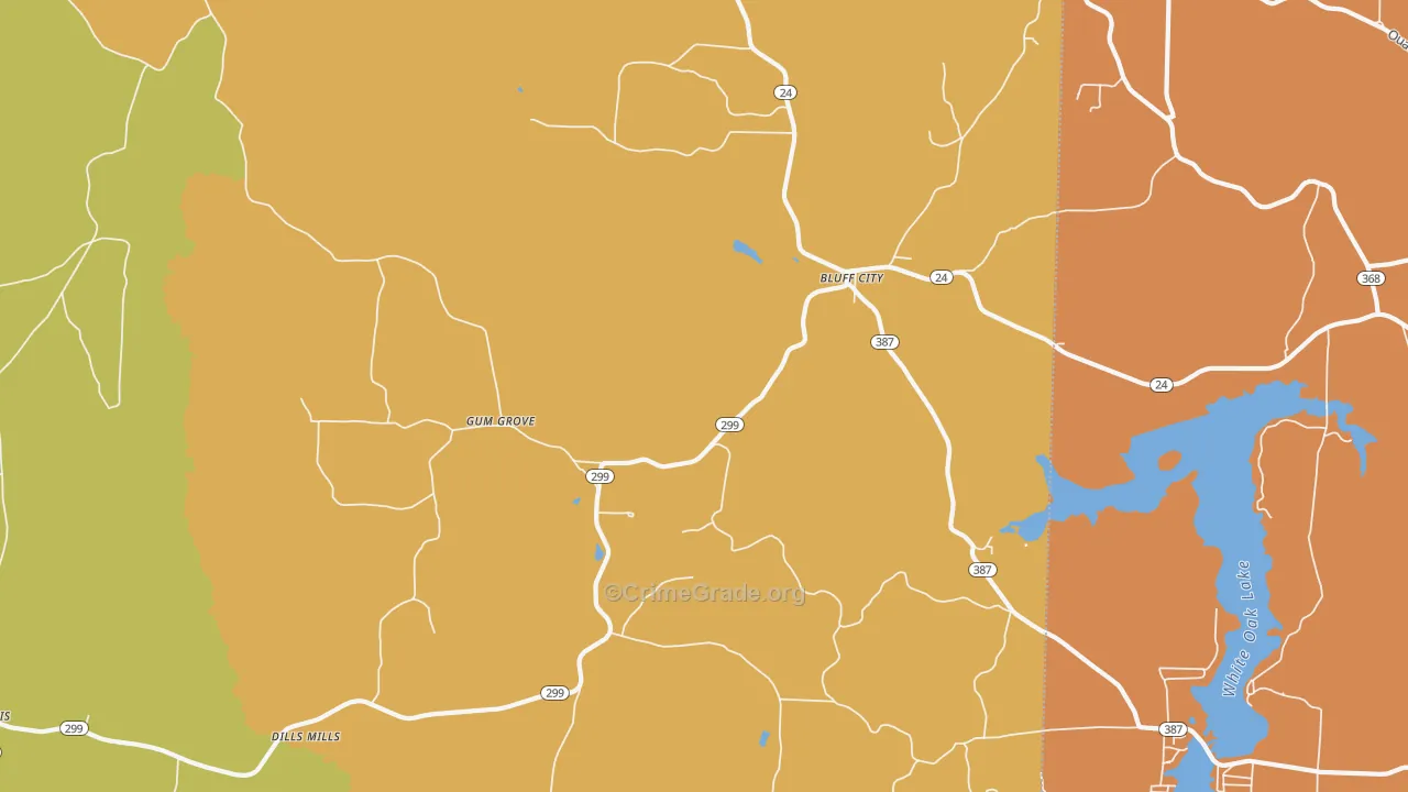 Bluff City, AR Map of Vehicle Theft Rates