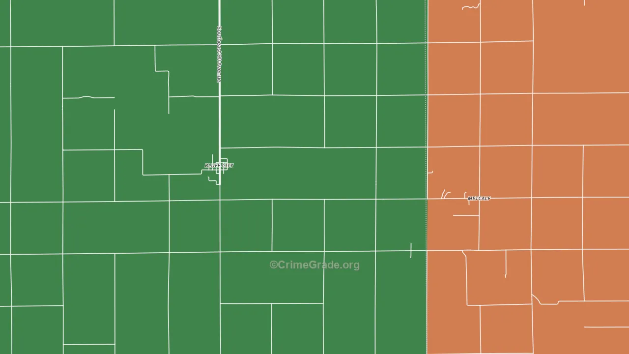 Bluff City, KS Map of Vehicle Theft Rates