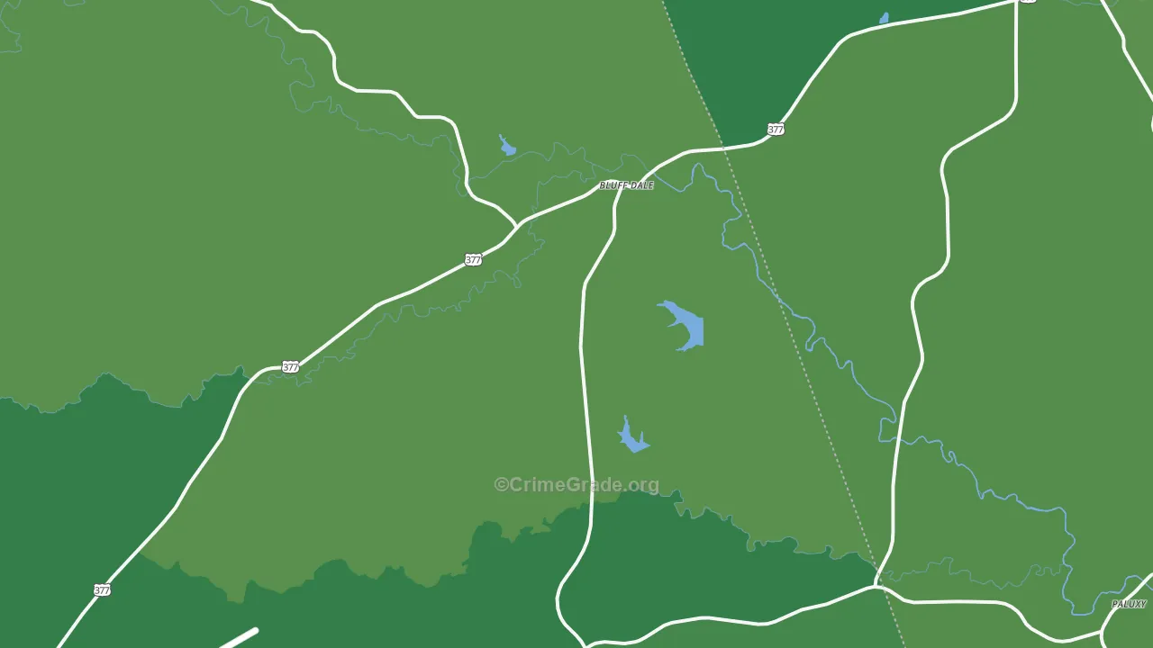 Bluff Dale, TX Map of Vehicle Theft Rates