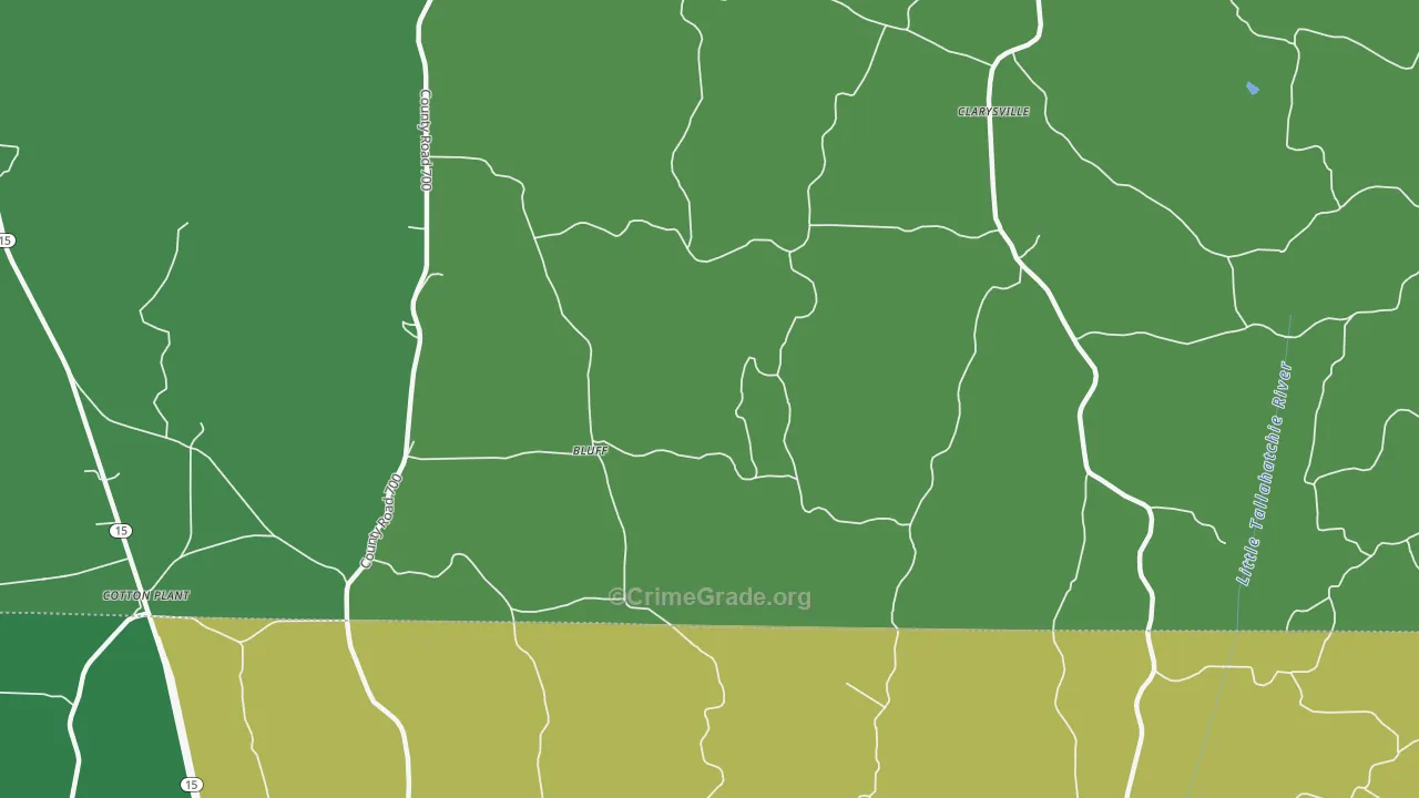 Bluff, MS Map of Vehicle Theft Rates