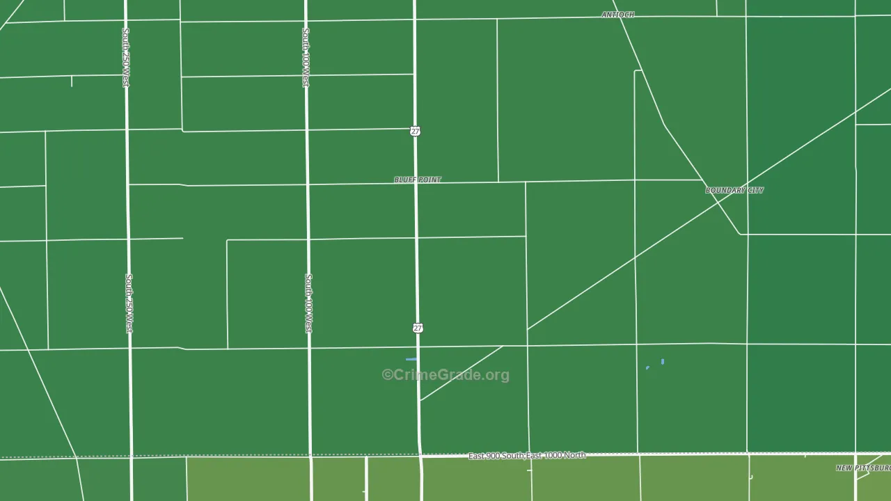 Bluff Point, IN Map of Vehicle Theft Rates